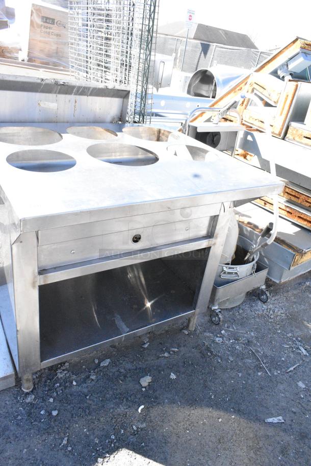 Stainless Steel Steam Table w/ 6 Cut Outs and Under Shelf. - Image 1 of 4