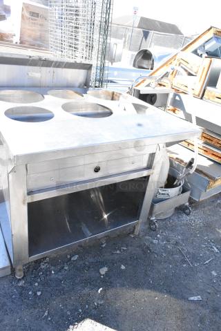 Stainless Steel Steam Table w/ 6 Cut Outs and Under Shelf.