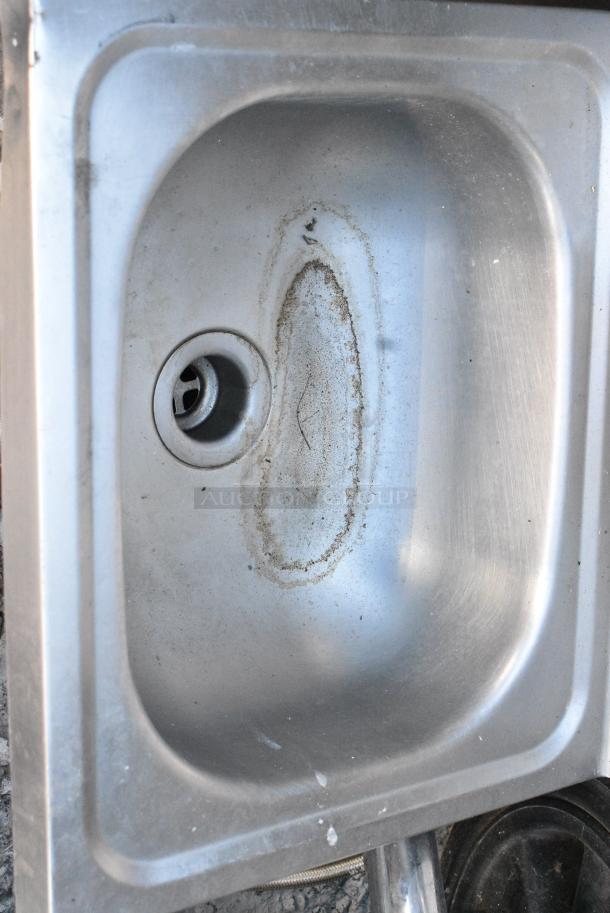 Stainless Steel Single Bay Wall Mount Sink w/ Faucet and Handles. - Image 3 of 5