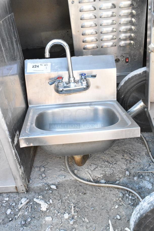 Stainless Steel Single Bay Wall Mount Sink w/ Faucet and Handles. - Image 4 of 5