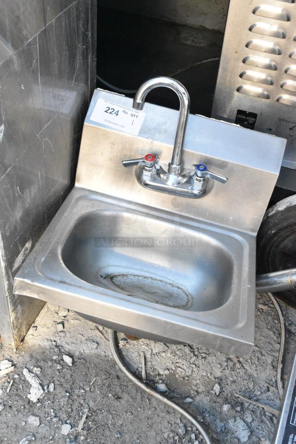 Stainless Steel Single Bay Wall Mount Sink w/ Faucet and Handles. - Image 5 of 5