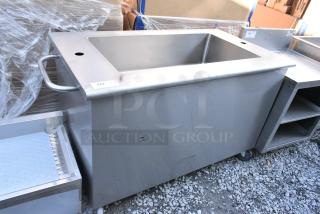 Stainless Steel Ice Bin Buffet Station on Commercial Casters.