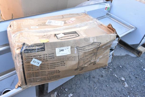 BRAND NEW SCRATCH AND DENT! Rubbermaid FG342488BLA Black Three Shelf Utility Cart / Bus Cart 33 x 18 x 37 - Image 1 of 6
