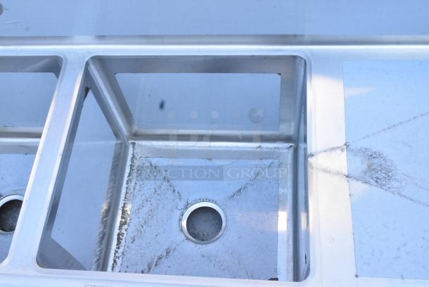 BRAND NEW SCRATCH AND DENT! Regency 600S31818224 Stainless Steel 3 Bay Sink w/ Dual Drain Boards. No Legs. - Image 4 of 8