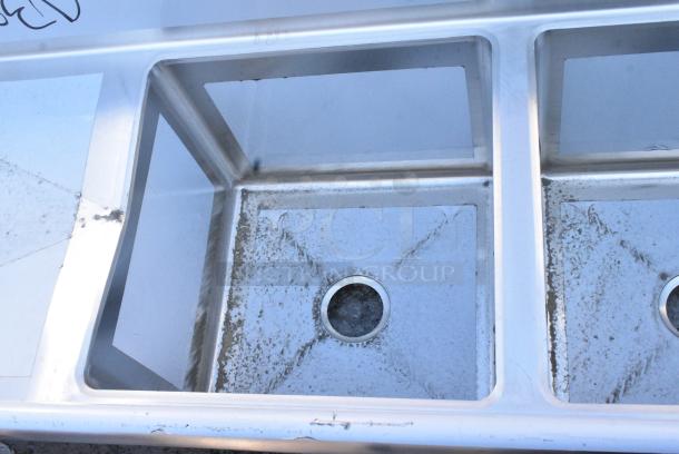 BRAND NEW SCRATCH AND DENT! Regency 600S31818224 Stainless Steel 3 Bay Sink w/ Dual Drain Boards. No Legs. - Image 6 of 8