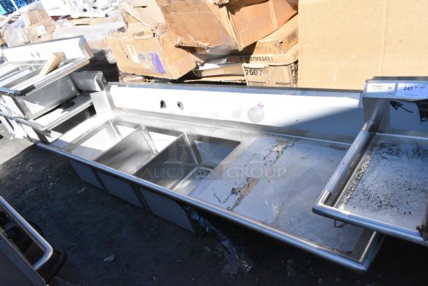 BRAND NEW SCRATCH AND DENT! Regency 600DDTS108R Stainless Steel 3 Bay Sink w/ Dual Drain Boards. No Legs. - Image 2 of 8
