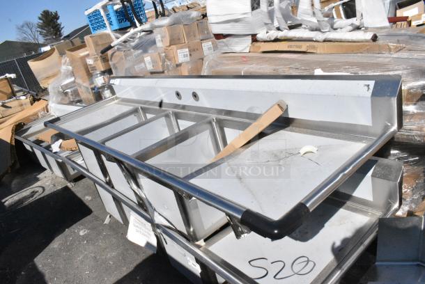 BRAND NEW SCRATCH AND DENT! Regency 600S31824224 Stainless Steel 3 Bay Sink w/ Dual Drain Boards. - Image 2 of 8