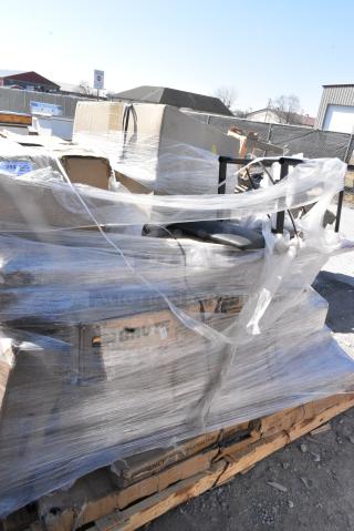 13 BRAND NEW SCRATCH AND DENT! Items Including 600TS3636S Regency 36" x 36" 16 Gauge Stainless Steel Commercial Work Table with Undershelf, 164DY4210 Lancaster Table & Seating Folding Chair and Table Dolly- 42 Chair and 10 Table Capacity, Rubbermaid Flat Cart, 164DA3636CPR Lancaster Table & Seating Alloy Series 36" x 36" Copper Standard Height Outdoor Table, 460EC2472 Regency 24" x 72" NSF Chrome Wire Shelf. 13 Times Your Bid! May Be Missing Pieces.