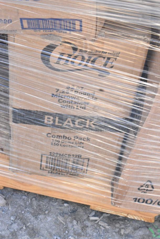 40 BRAND NEW SCRATCH AND DENT! Items Including A911P077 Chena Black Espresso Cup, 3-1/2" diameter, 1-3/4" height, 3 ounce capacity, Anfora, set of 12, A911P179 Chena Black Coffee Cup, 3-5/8" diameter, 2-1/2" height, 8-1/4 ounce capacity, Anfora, set of 12, 129MCR32B Choice 32 oz. Black Round Microwavable Heavy Weight Container with Lid 7 1/4" - 150/Case, 500TO993 Choice 9" x 9" x 3" Microwaveable 3-Compartment Black / Clear Plastic Hinged Container - 100/Case, 612FFL1230 Choice Foil Steam Table Pan Lid - Full Size - 50/Case, Chair Frame. 40 Times Your Bid! May Be Missing Pieces. - Image 7 of 11