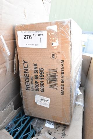 BRAND NEW SCRATCH AND DENT! Regency 600DI1995 9" x 9" x 5" 18-Gauge Stainless Steel One Compartment Drop-In Sink. May Be Missing Pieces.