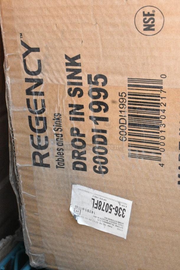 BRAND NEW SCRATCH AND DENT! Regency 600DI1995 9" x 9" x 5" 18-Gauge Stainless Steel One Compartment Drop-In Sink. May Be Missing Pieces. - Image 2 of 2