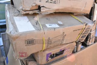 BRAND NEW SCRATCH AND DENT! Choice 109BCRT3PLBK Black Utility / Bussing Cart with Three Shelves and Three Side Panels - 42" x 20". May Be Missing Pieces.