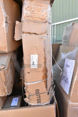 BRAND NEW SCRATCH AND DENT! Regency 600TSB3660S 36" x 60" 16 Gauge Stainless Steel Commercial Work Table with 4" Backsplash and Undershelf. May Be Missing Pieces.
