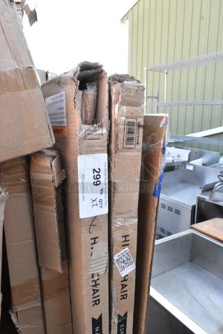 2 BRAND NEW SCRATCH AND DENT! Lancaster Table & Seating 164WHCKDDB Standard Height Wooden High Chair with Dark Brown Finish - Unassembled. 2 Times Your Bid! May Be Missing Pieces.