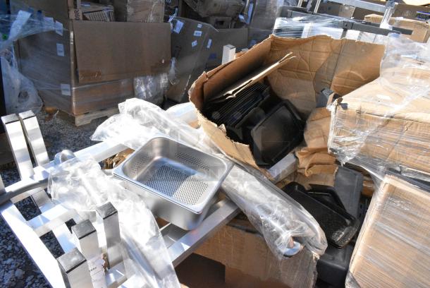 10 BRAND NEW SCRATCH AND DENT! Items Including American Standard 77DB33223 Quince 33" x 22" Cast Iron 3-Hole Two Compartment Drop-In / Undermount Sink, 475UCLG3FTGY Lavex Large Gray 3-Shelf Utility Cart with Flat Top and Built-In Tool Compartment - 44" x 25 1/4" x 32 1/4", Metal Dunnage Racks. 10 Times Your Bid! May Be Missing Pieces. - Image 6 of 7