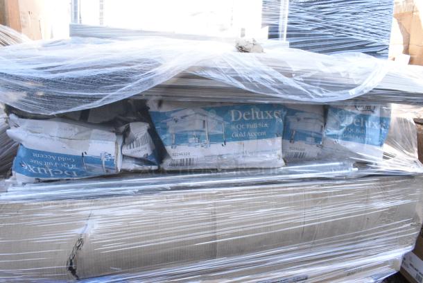 10 BRAND NEW SCRATCH AND DENT! Items Including 92246320 Choice Deluxe 8 Qt. Full Size Gold Accent Chafer, 3493636ANTGY Lancaster Table &amp; Seating Industrial 36" x 36" Solid Wood Live Edge Table Top with Slate Gray Finish, Canarm FANBOS 120" Black Variable Speed Industrial Indoor Ceiling Fan CP120BK - 20693 CFM, 69 RPM, 120V, 1 Phase. 10 Times Your Bid! May Be Missing Pieces. - Image 5 of 8