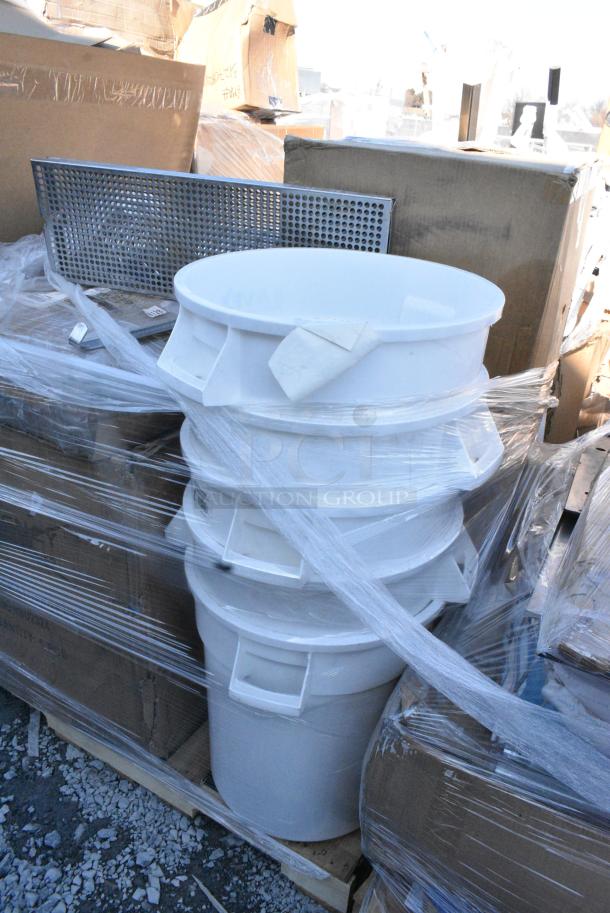 25 BRAND NEW SCRATCH AND DENT! Items Including 5 475TCRND20WH Lavex 20 Gallon White Round Commercial Trash Can, 600GRSU2324 Regency Stainless Steel Corrugated Top Glass Rack Storage Unit - 23" x 24", Stainless Steel Cylindrical Drop In Bins. 25 Times Your Bid! May Be Missing Pieces. - Image 2 of 6