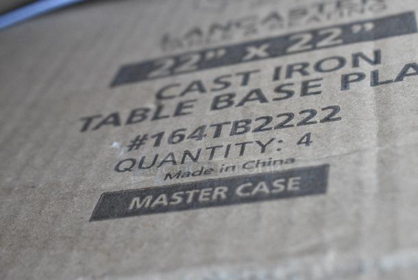 BRAND NEW SCRATCH AND DENT! Box of 4 Lancaster Table & Seating 164TB2222 22" x 22" Cross Cast Iron Table Base Plate. May Be Missing Pieces. - Image 2 of 2