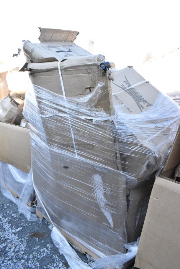 28 BRAND NEW SCRATCH AND DENT! Items Including 760SOUP16WB Choice 16 oz. White Double Poly-Coated Paper Food Cup - 500/Case, 600IB1824 Regency 18" x 24" Underbar Ice Bin - 77 lb., 795PTOWHT4 Choice White Microwavable Folded Paper #4 Take-Out Container 7 3/4" x 5 1/2" x 3 1/2" - 160/Case, 500CC9PLA EcoChoice Plastic Squat Cold Cup, 500MF993B1C Choice 9" x 9" x 3" 1-Compartment Microwaveable Black Mineral-Filled Plastic Hinged Take-Out Container - 150/Case. 28 Times Your Bid! May Be Missing Pieces. - Image 2 of 11