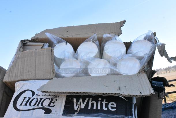 28 BRAND NEW SCRATCH AND DENT! Items Including 760SOUP16WB Choice 16 oz. White Double Poly-Coated Paper Food Cup - 500/Case, 600IB1824 Regency 18" x 24" Underbar Ice Bin - 77 lb., 795PTOWHT4 Choice White Microwavable Folded Paper #4 Take-Out Container 7 3/4" x 5 1/2" x 3 1/2" - 160/Case, 500CC9PLA EcoChoice Plastic Squat Cold Cup, 500MF993B1C Choice 9" x 9" x 3" 1-Compartment Microwaveable Black Mineral-Filled Plastic Hinged Take-Out Container - 150/Case. 28 Times Your Bid! May Be Missing Pieces. - Image 5 of 11