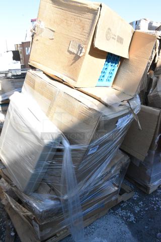 8 BRAND NEW SCRATCH AND DENT! Items Including 600TSSC2424C Regency Spec Line 24" x 24" 14 Gauge Stainless Steel Corner Work Table with Sink, Hinged Door, and Lock, 600TS2436S Regency 24" x 36" 16-Gauge 304 Stainless Steel Commercial Work Table with Undershelf and Casters, 600T2448G Regency 24" x 48" 18-Gauge 304 Stainless Steel Commercial Work Table with Galvanized Legs and Undershelf. 8 Times Your Bid! May Be Missing Pieces.