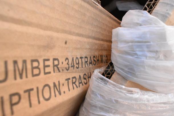 BRAND NEW SCRATCH AND DENT! Lancaster Table & Seating 349TRASHM32 Waste 32 Gallon Mahogany Receptacle Enclosure with Drop Hole and Tray Shelf. May Be Missing Pieces. - Image 2 of 2