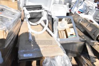 12 BRAND NEW SCRATCH AND DENT! Items Including Steelton 522MS162012 20" x 16" x 12" 16 Gauge 304 Stainless Steel One Compartment Floor Mop Sink, DayMark Matt85 Thermal Label Printer 322IT118379, 760SOUP6WB Choice 6 oz. White Double Poly-Coated Paper Food Cup - 1000/Case. 12 Times Your Bid! May Be Missing Pieces.