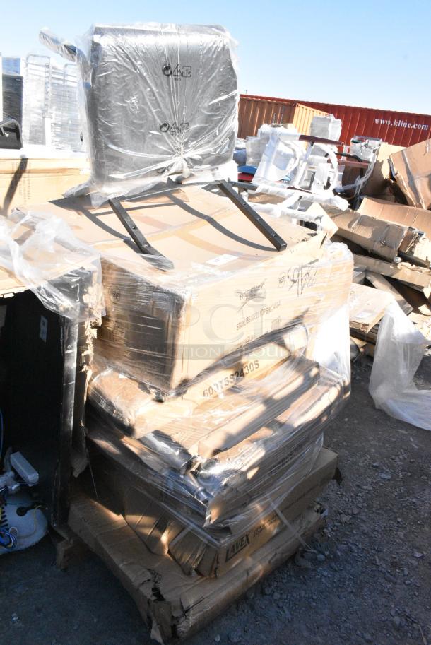 9 BRAND NEW SCRATCH AND DENT! Items Including 600SM24246 Regency 29" 16-Gauge Stainless Steel One Compartment Floor Mop Sink - 24" x 24" x 6" Bowl, 600TSS2430S Regency 29" 16-Gauge Stainless Steel One Compartment Floor Mop Sink - 24" x 24" x 6" Bowl, 600ESS3060S Regency Spec Line 30" x 60" 14-Gauge Stainless Steel Equipment Stand With Stainless Steel Undershelf, 2 257SPT244820 Lavex 24" x 48" Blue Steel Platform Truck - 2000 lb. Capacity. 9 Times Your Bid! May Be Missing Pieces. - Image 1 of 8