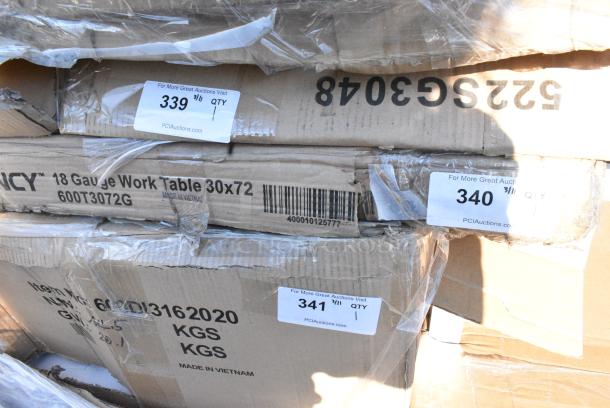BRAND NEW SCRATCH AND DENT! Regency 600T3072G 30" x 72" 18-Gauge 304 Stainless Steel Commercial Work Table with Galvanized Legs and Undershelf. May Be Missing Pieces. - Image 1 of 2