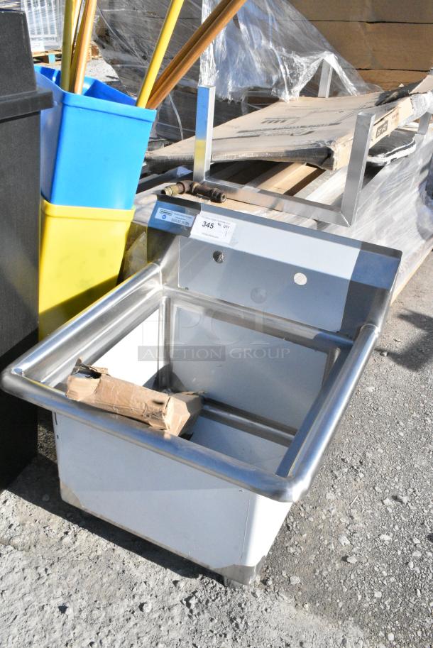 BRAND NEW SCRATCH AND DENT! Steelton 522CS11818N 23 1/2" 18-Gauge Stainless Steel One Compartment Commercial Sink without Drainboard - 18" x 18" x 12" Bowl - Image 2 of 5