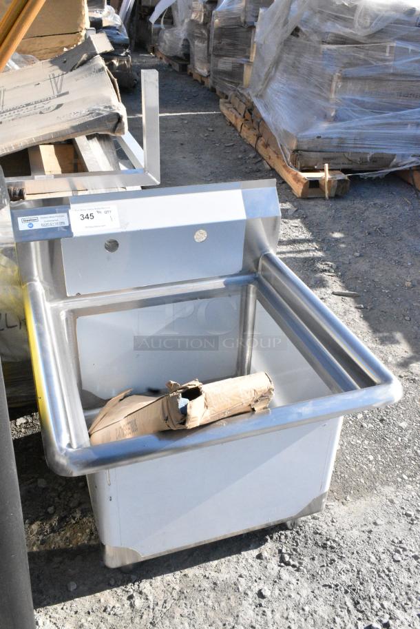 BRAND NEW SCRATCH AND DENT! Steelton 522CS11818N 23 1/2" 18-Gauge Stainless Steel One Compartment Commercial Sink without Drainboard - 18" x 18" x 12" Bowl - Image 3 of 5