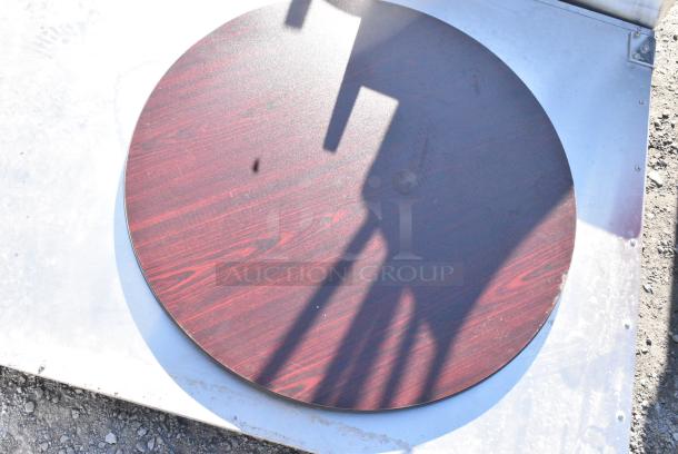 BRAND NEW SCRATCH AND DENT! Round Cherry and Black Round Tabletop. - Image 1 of 4