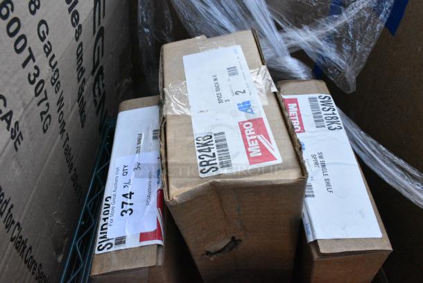 3 BRAND NEW SCRATCH AND DENT! Items Including Metro SWD18K3 Smartwall G3 Metroseal 3 Double Shelf Support 20 9/16" x 1 1/2" x 8 3/16", Metro SR24K3 Smartwall G3 Metroseal 3 Spice Rack / Utility Shelf 5 1/4"x 22 1/2" x 4", Metro SWS18K3 Smartwall G3 Metroseal 3 Single Shelf Support 20 9/16" x 1 1/2" x 8 3/16". 3 Times Your Bid! May Be Missing Pieces. - Image 1 of 4