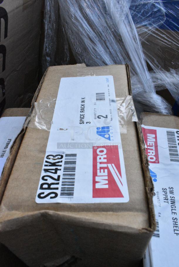 3 BRAND NEW SCRATCH AND DENT! Items Including Metro SWD18K3 Smartwall G3 Metroseal 3 Double Shelf Support 20 9/16" x 1 1/2" x 8 3/16", Metro SR24K3 Smartwall G3 Metroseal 3 Spice Rack / Utility Shelf 5 1/4"x 22 1/2" x 4", Metro SWS18K3 Smartwall G3 Metroseal 3 Single Shelf Support 20 9/16" x 1 1/2" x 8 3/16". 3 Times Your Bid! May Be Missing Pieces. - Image 2 of 4