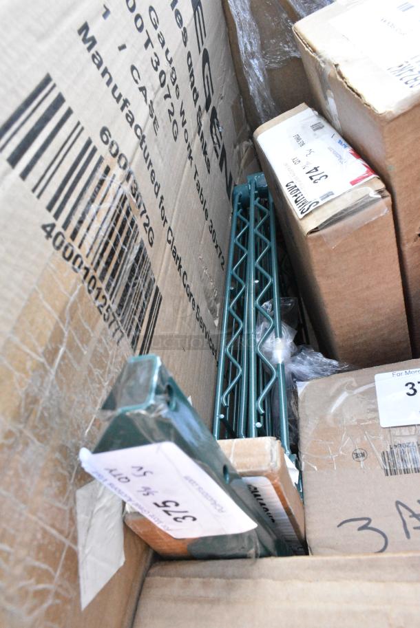 BRAND NEW SCRATCH AND DENT! Lot of 5 Pieces Including Green Finish Wire Shelves - Image 1 of 4