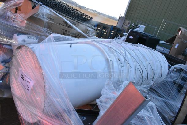 27 BRAND NEW SCRATCH AND DENT! Items Including Plasticade American Louver Company Stratus White Plaque Diffuser with 12" Neck STR-PQ-12W, 303BBP11 Acopa 11 5/8" x 8" Ivory (American White) Wide Rim Stoneware Platter with Blue Bands - 12/Case, 164TB5222 TABLE BASE PLATE CAST IRON 5X22, 190HFC2020SB 20"(H) x 20"(W) x 2"(T) Stainless Steel Hood Filter with Lower Bracket. 27 Times Your Bid! - Image 3 of 7