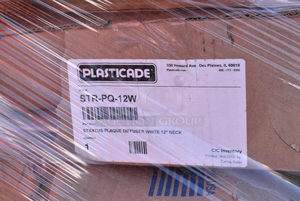 27 BRAND NEW SCRATCH AND DENT! Items Including Plasticade American Louver Company Stratus White Plaque Diffuser with 12" Neck STR-PQ-12W, 303BBP11 Acopa 11 5/8" x 8" Ivory (American White) Wide Rim Stoneware Platter with Blue Bands - 12/Case, 164TB5222 TABLE BASE PLATE CAST IRON 5X22, 190HFC2020SB 20"(H) x 20"(W) x 2"(T) Stainless Steel Hood Filter with Lower Bracket. 27 Times Your Bid! - Image 4 of 7