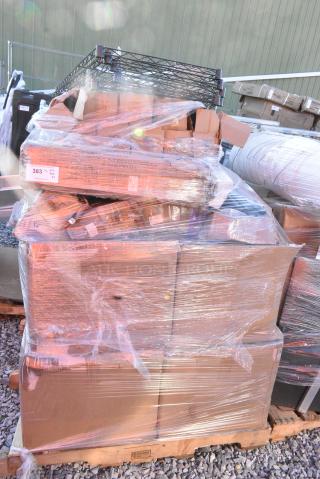 27 BRAND NEW SCRATCH AND DENT! Items Including 600GB11236 Lavex 36" Restroom Grab Bar, 164TCOLRD425 Lancaster Table & Seating 25 3/16" x 4" Standard Height Table Base Column and Rod, 164WAITRS1BK Lancaster Table & Seating 46" Black Host Station / Host Podium, Black Wire Shelves, 6 164TCOLRD42 Lancaster Table & Seating 25 3/16" x 4" Standard Height Table Base Column and Rod. 27 Times Your Bid!