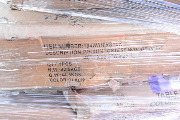 27 BRAND NEW SCRATCH AND DENT! Items Including 600GB11236 Lavex 36" Restroom Grab Bar, 164TCOLRD425 Lancaster Table & Seating 25 3/16" x 4" Standard Height Table Base Column and Rod, 164WAITRS1BK Lancaster Table & Seating 46" Black Host Station / Host Podium, Black Wire Shelves, 6 164TCOLRD42 Lancaster Table & Seating 25 3/16" x 4" Standard Height Table Base Column and Rod. 27 Times Your Bid! - Image 8 of 13