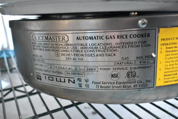BRAND NEW SCRATCH AND DENT! RiceMaster Town RM-55N-R Natural Gas 110 Cup (55 Cup Raw) Gas Rice Cooker and Warmer - Image 5 of 5