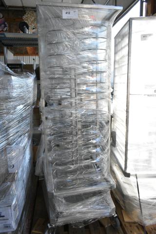 BRAND NEW SCRATCH AND DENT! Blodgett 61501 Metal Roll In Oven Rack 99 Plate Capacity Trolley on Commercial Casters.