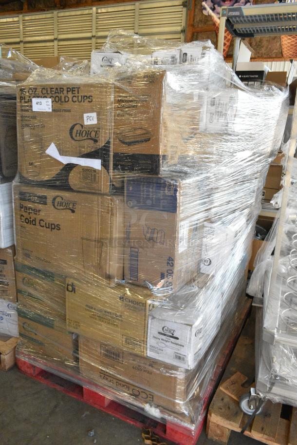 28 BRAND NEW SCRATCH AND DENT! Items Including 760PCC07W Choice 7 oz. White Poly Paper Cold Cup - 2000/Case, 500CC16 Choice Clear PET Customizable Plastic Cold Cup - 16 oz. - 1000/Case, 130CLKNIFEH Choice Clear Heavy Weight Polystyrene Plastic Knife - 1000/Case, 130WSPOON Choice Medium Weight White Polypropylene Plastic Teaspoon - 1000/Case, 130BGSPOONH Choice Beige Heavy Weight Plastic Teaspoon - 1000/Case, 395TO991 EcoChoice 9" x 9" x 3" Compostable No PFAS Added Bamboo / Bagasse 1 Compartment Take-Out Box - 200/Case. 28 Times Your Bid! - Image 2 of 12