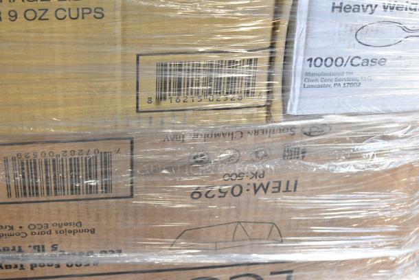 28 BRAND NEW SCRATCH AND DENT! Items Including 760PCC07W Choice 7 oz. White Poly Paper Cold Cup - 2000/Case, 500CC16 Choice Clear PET Customizable Plastic Cold Cup - 16 oz. - 1000/Case, 130CLKNIFEH Choice Clear Heavy Weight Polystyrene Plastic Knife - 1000/Case, 130WSPOON Choice Medium Weight White Polypropylene Plastic Teaspoon - 1000/Case, 130BGSPOONH Choice Beige Heavy Weight Plastic Teaspoon - 1000/Case, 395TO991 EcoChoice 9" x 9" x 3" Compostable No PFAS Added Bamboo / Bagasse 1 Compartment Take-Out Box - 200/Case. 28 Times Your Bid! - Image 11 of 12