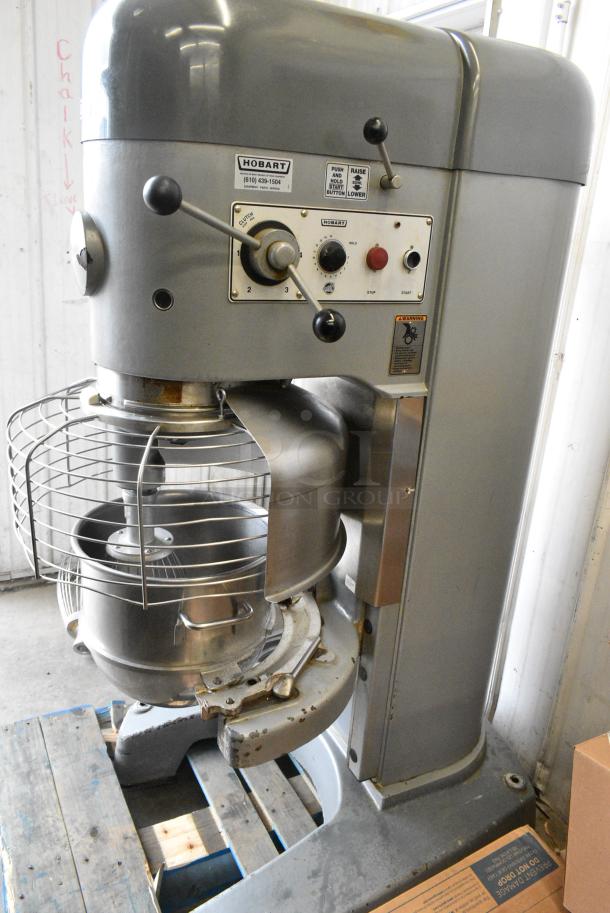 Hobart M802 Metal Commercial Floor Style 80 Quart Planetary Dough Mixer w/ Mixing Bowl,, Bowl Adapter, Bowl Guard and 30 Quart Whisk Attachment. 200 Volts, 3 Phase. Mixing Bowl is 20x17x13.5. - Image 1 of 9