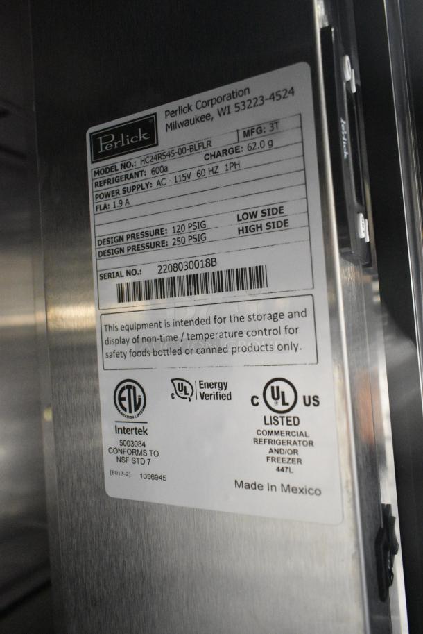 BRAND NEW SCRATCH AND DENT! 2022 Perlick HC24RS4S-00-BLFLR Metal Commercial 24" Black Single Door Undercounter Refrigerator. 115 Volts, 1 Phase. Tested and Working! - Image 6 of 6