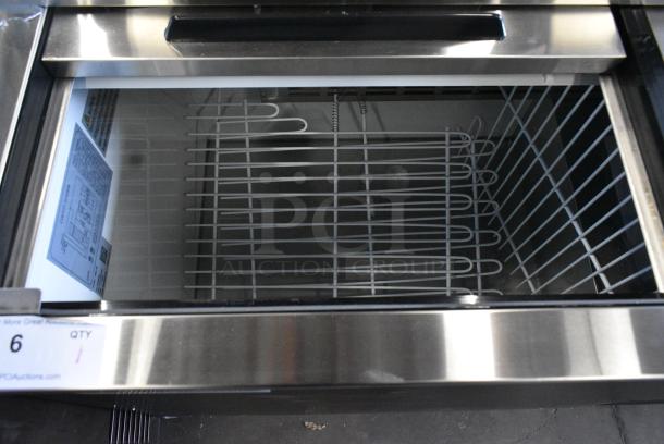 BRAND NEW SCRATCH AND DENT! 2023 Coldline BBC-50 Stainless Steel Commercial Back Bar Bottle Cooler w/ 2 Sliding Lids. 115 Volts, 1 Phase. Tested and Working! - Image 3 of 6