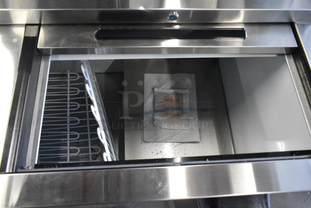BRAND NEW SCRATCH AND DENT! 2023 Coldline BBC-50 Stainless Steel Commercial Back Bar Bottle Cooler w/ 2 Sliding Lids. 115 Volts, 1 Phase. Tested and Working! - Image 4 of 6
