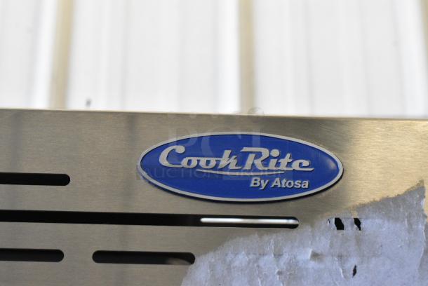 BRAND NEW! Cookrite ATO-12G4B Stainless Steel Commercial Propane Gas Powered 4 Burner Range w/ Left Side Flat Top Griddle, Oven and Salamander Cheese Melter on Commercial Casters. - Image 2 of 15