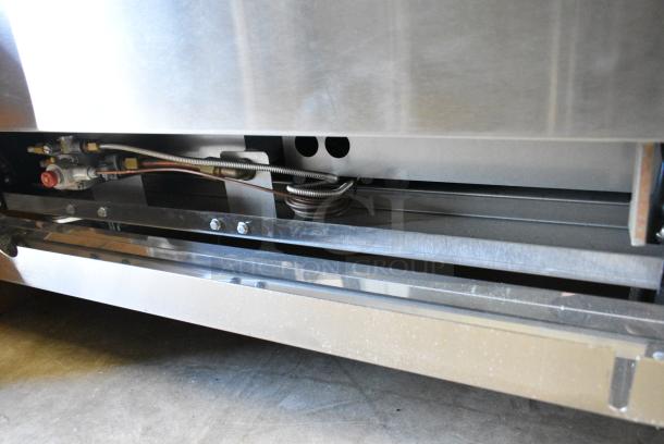BRAND NEW! Cookrite ATO-12G4B Stainless Steel Commercial Propane Gas Powered 4 Burner Range w/ Left Side Flat Top Griddle, Oven and Salamander Cheese Melter on Commercial Casters. - Image 9 of 15