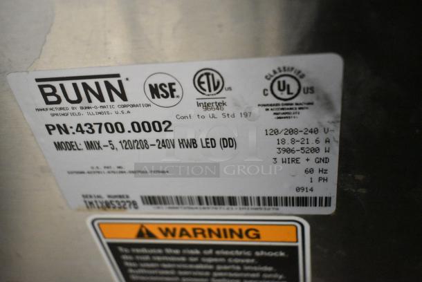 Bunn IMIX-5 Stainless Steel Commercial Countertop Cappuccino Machine. 120/205-240 Volts, 1 Phase. - Image 7 of 7